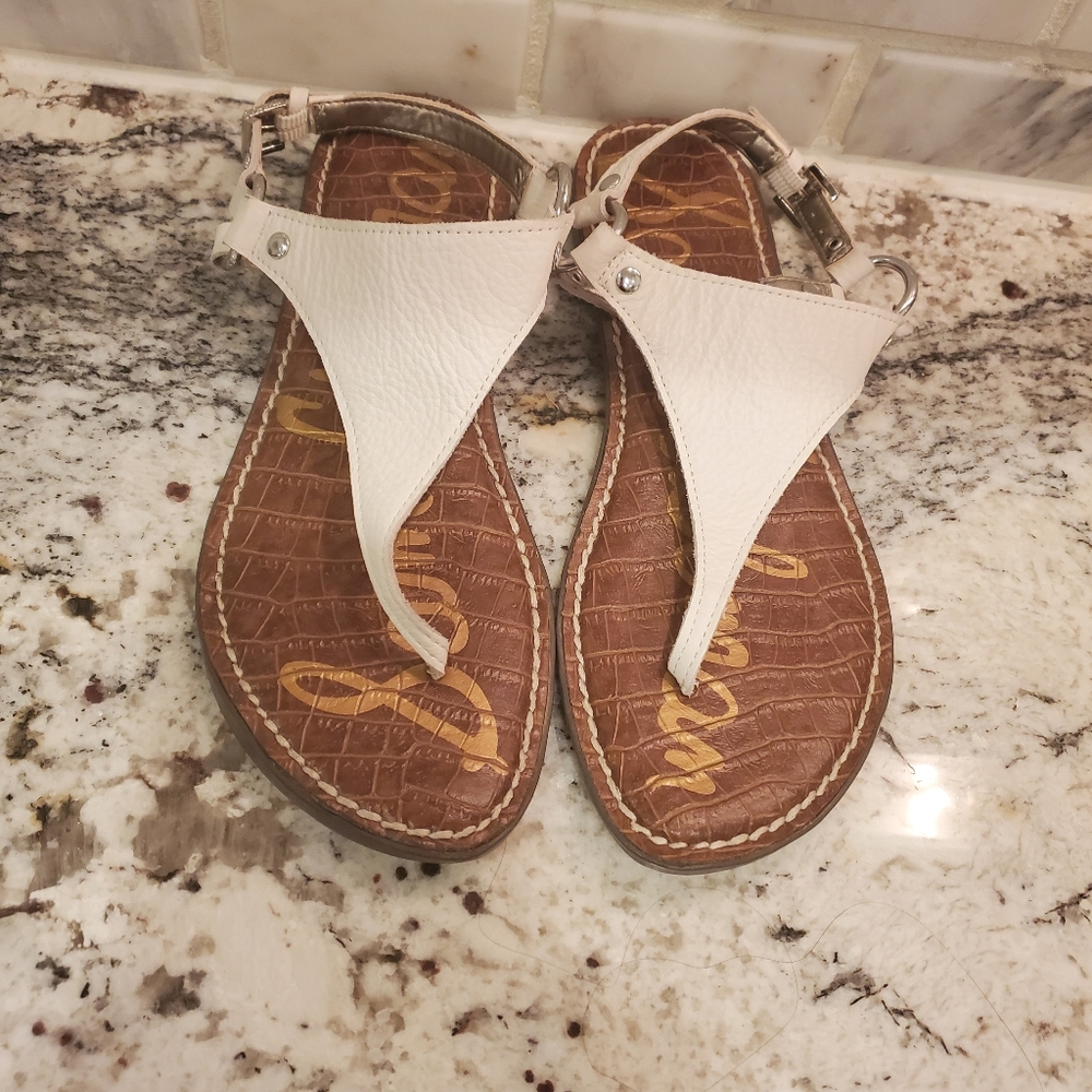 Sam Edelman | Greta White Leather Sandals